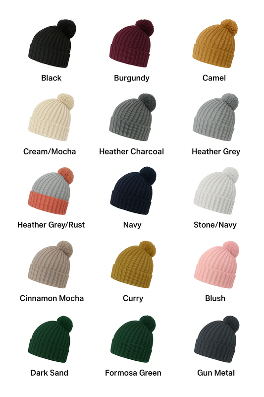 Embroidered Toboggan with Pom